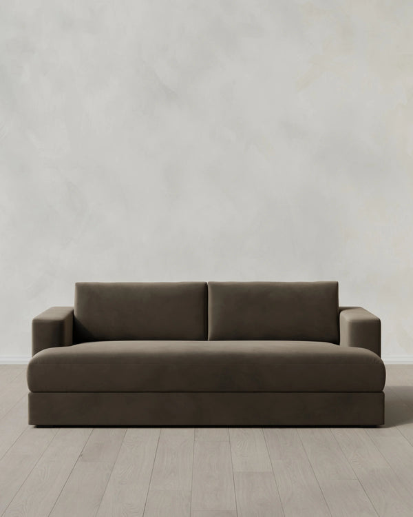 Sierra Curved Arm Sofa in Performance Velvet - 7ft / Sable