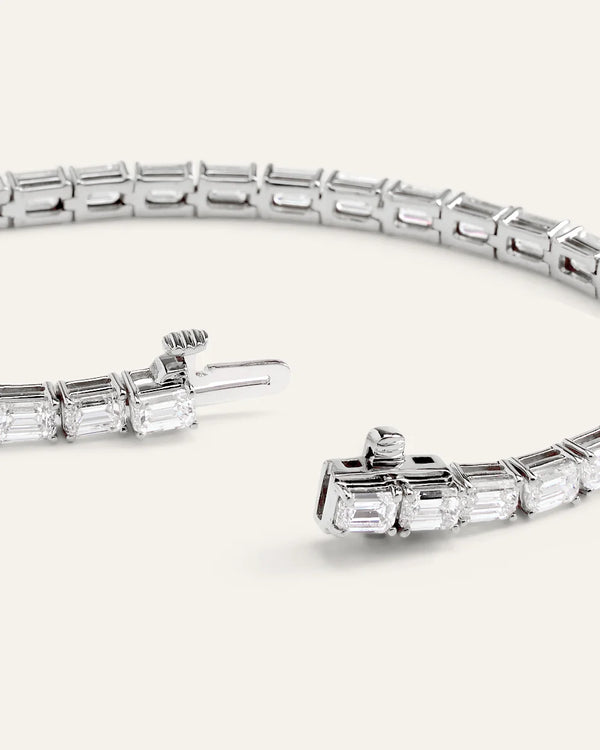 14K Gold Lab Grown Diamond East-West Emerald Tennis Bracelet - 10ctw - 6.5" / Yellow Gold