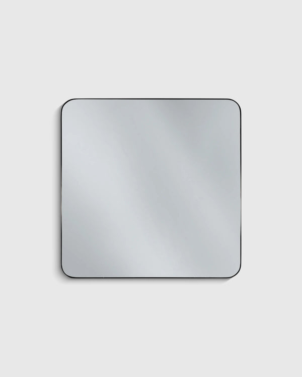 Square Metal Framed Wall Mirror - One Size / Black Metal Frame