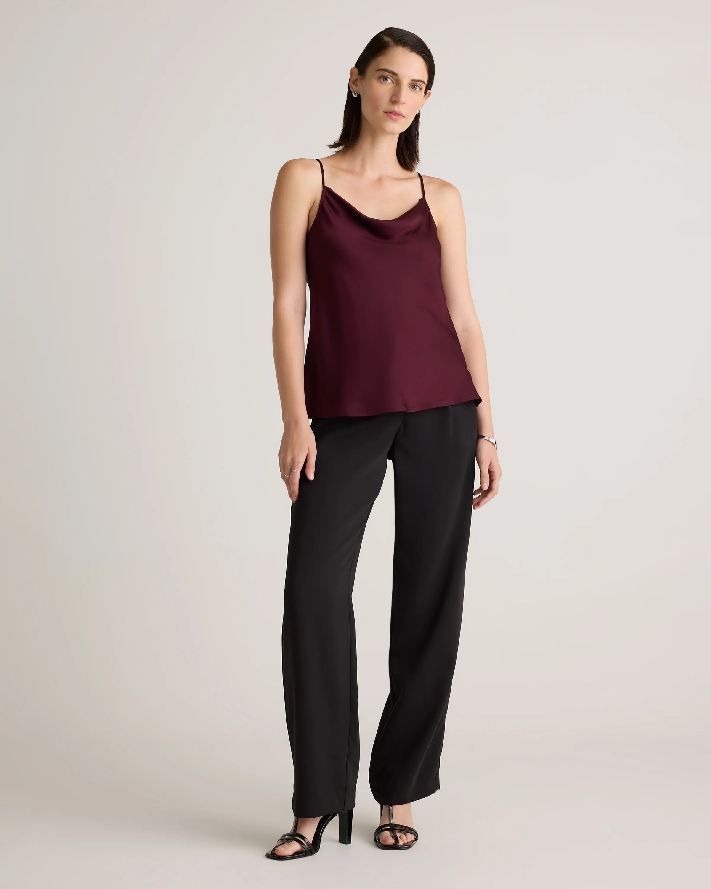 Washable Stretch Silk Cowl Neck Cami - XS / Wine Tasting Red Secondary image