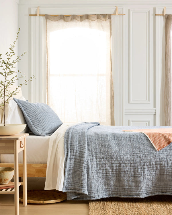 Organic Cotton Channel Stitch Sham Set - Standard / Coral Pink