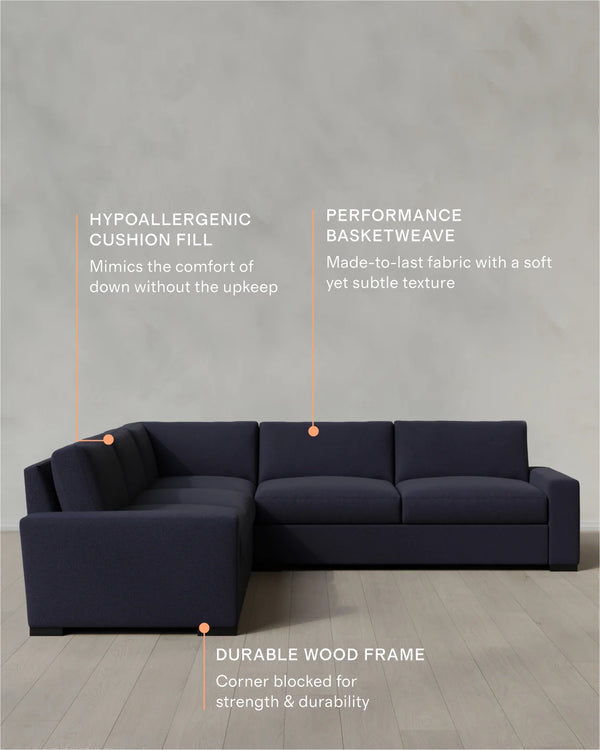 Stillman L Sectional in Performance Basketweave - 116x116 / Flax