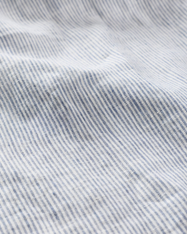 100% European Linen Long Sleeve Shirt - XS / Blue Pinstripe