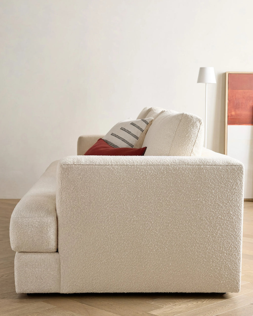 Sierra Curved Arm Sofa in Performance Boucle - 7ft / Linen