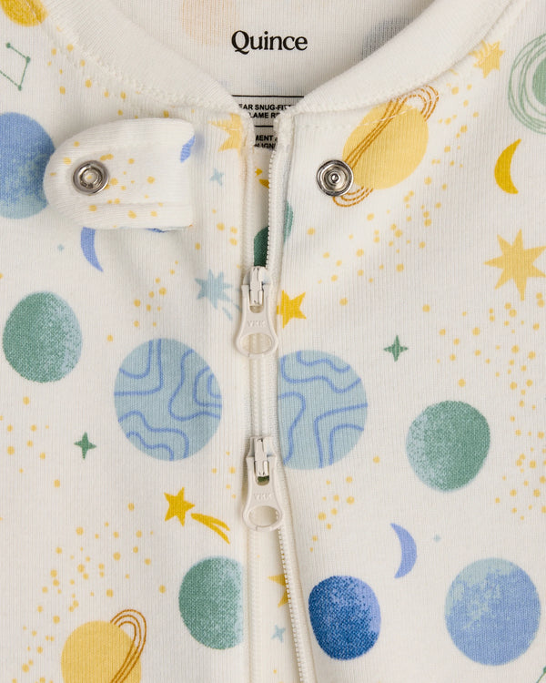 100% Organic Cotton One Piece Pajama - 2T / Navy Stripe