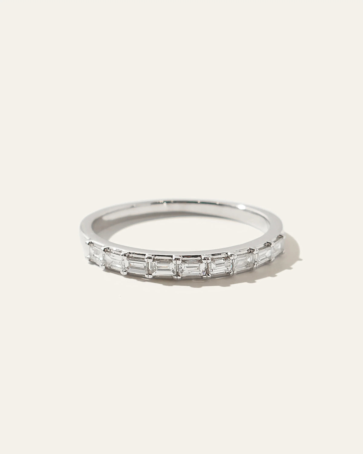 14K Gold Baguette Diamond Band - 4 / White Gold Main image