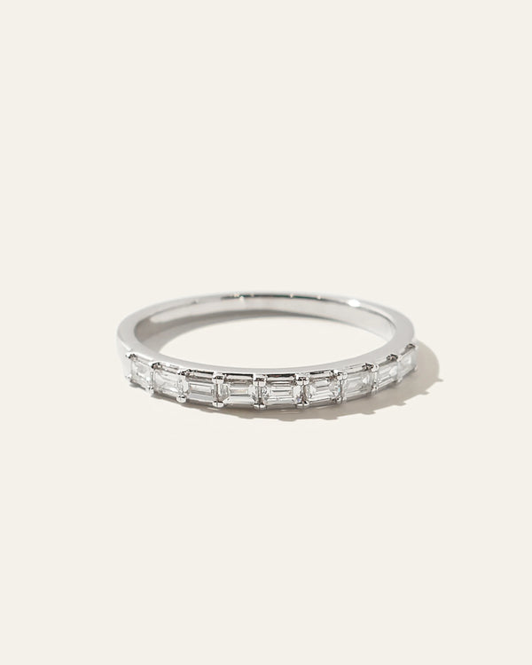 14K Gold Baguette Diamond Band - 4 / White Gold
