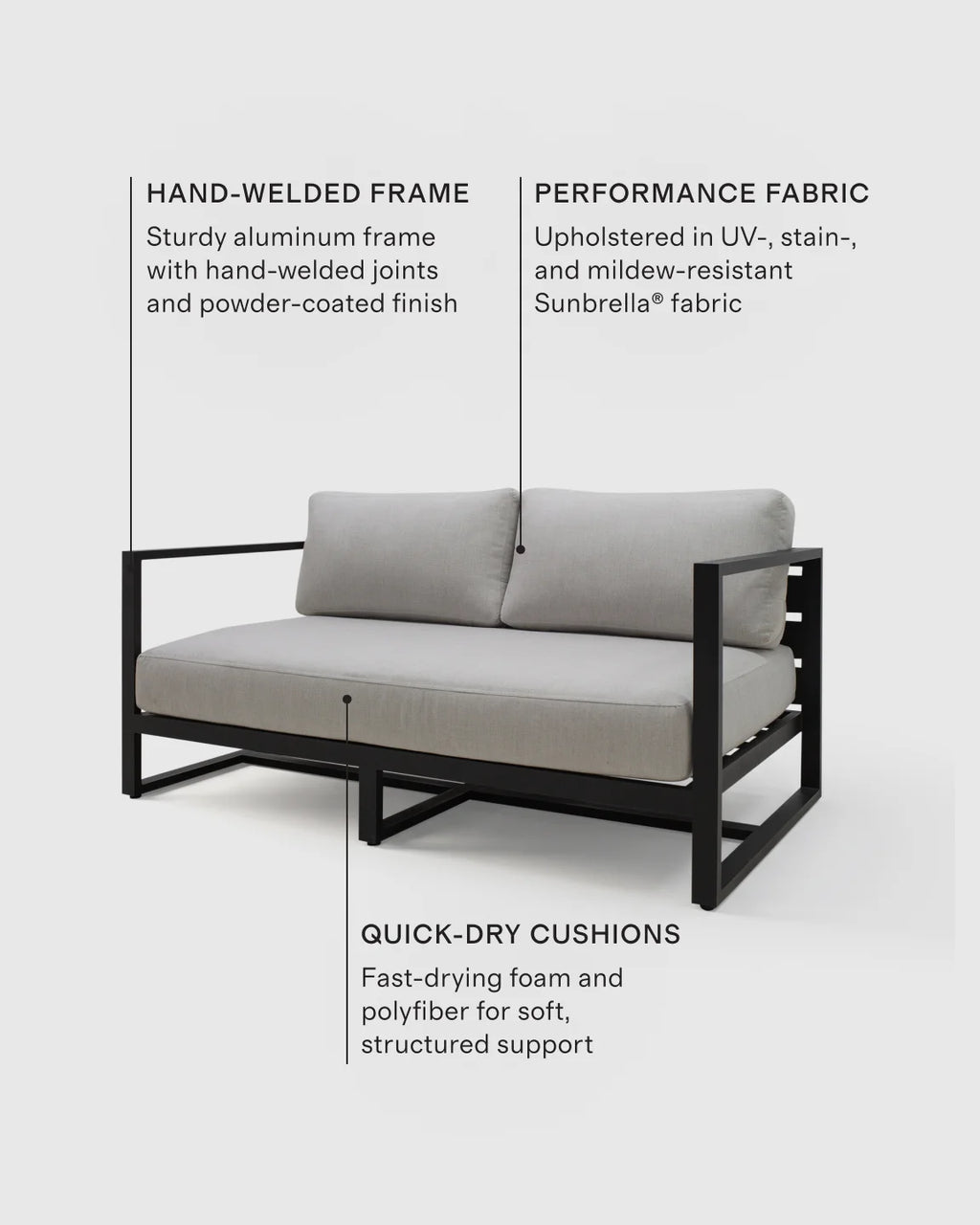 Linear Aluminum Outdoor Sofa - 65" / Dark Charcoal