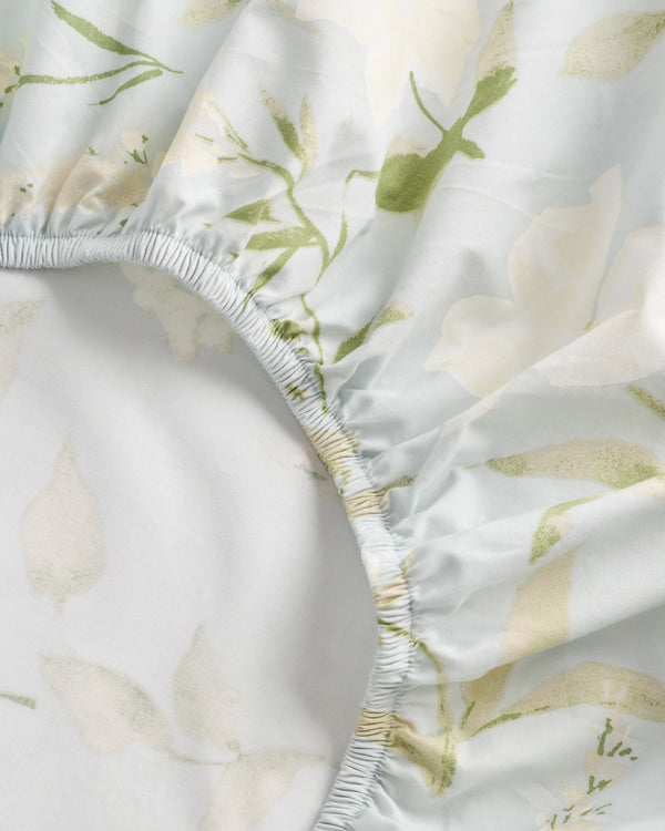 Organic Crisp Percale Floral Fitted Sheet Set - Twin / Toffee Florette