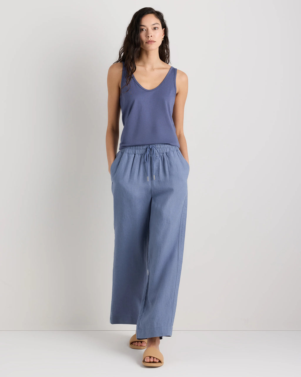 100% European Linen Wide Leg Pants - XS / Flax