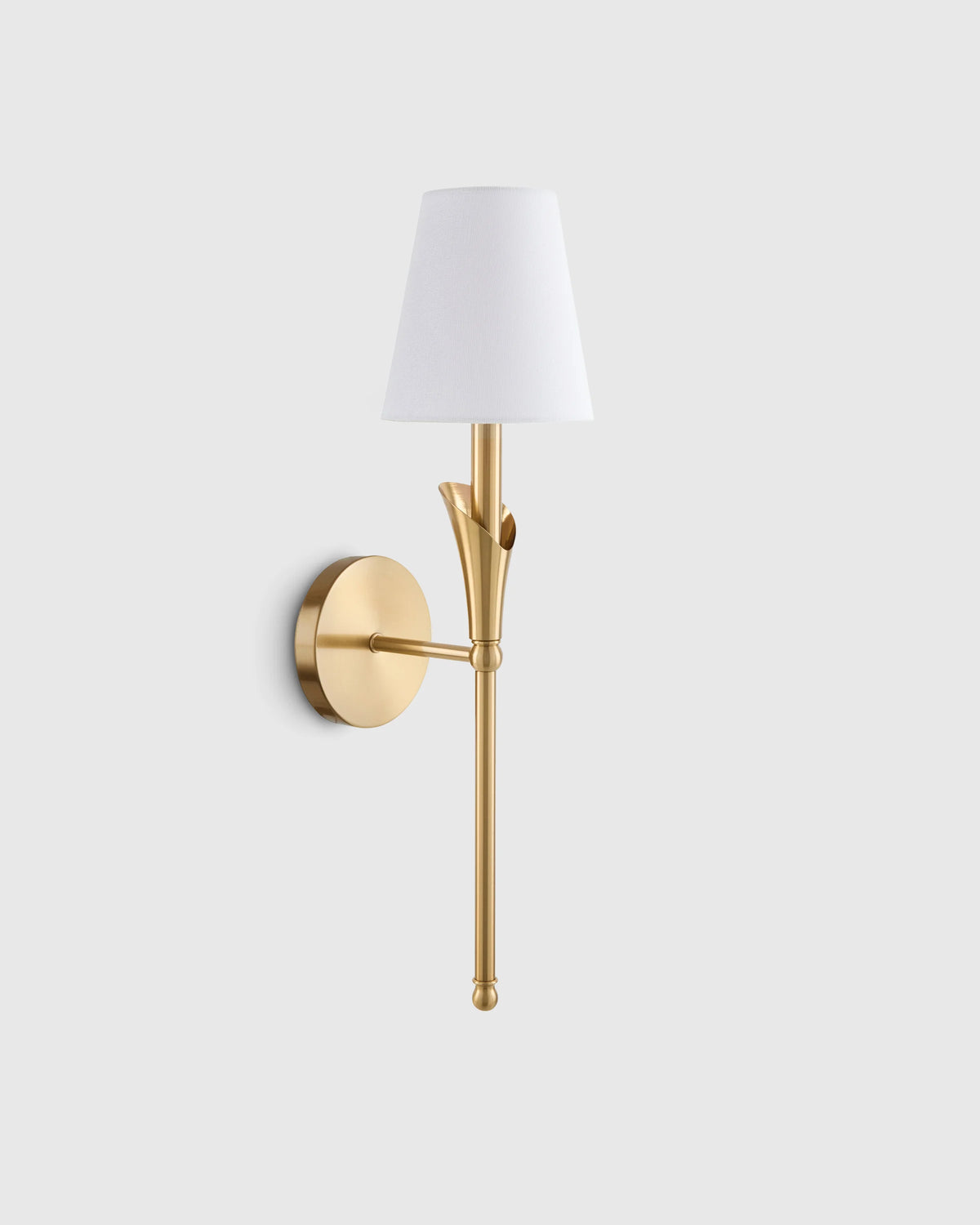 Flora Iron Sconce with Linen Shade - One Size / Brass Main image