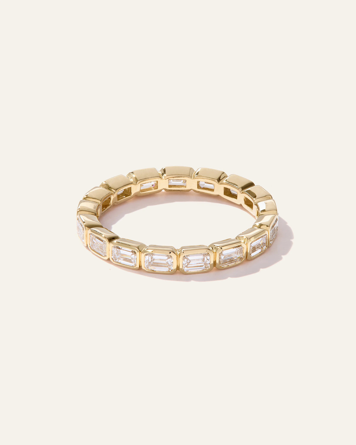 Women's Lab Grown Diamond Emerald East-West Bezel Eternity Band Rings in Yellow Gold - 4 / Yellow Gold Main image