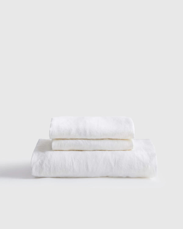 European Linen Fitted Sheet Set - Twin / Peach