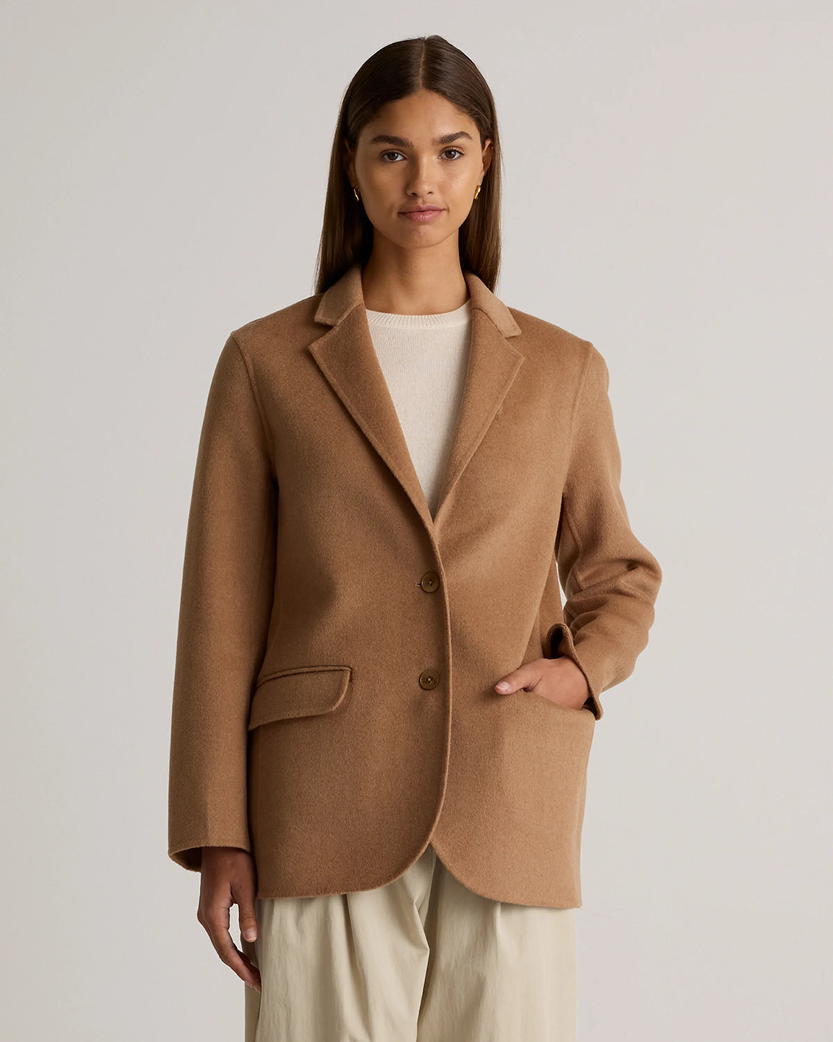 Double-Faced Merino Wool Soft Blazer - XS / Caramel Main image