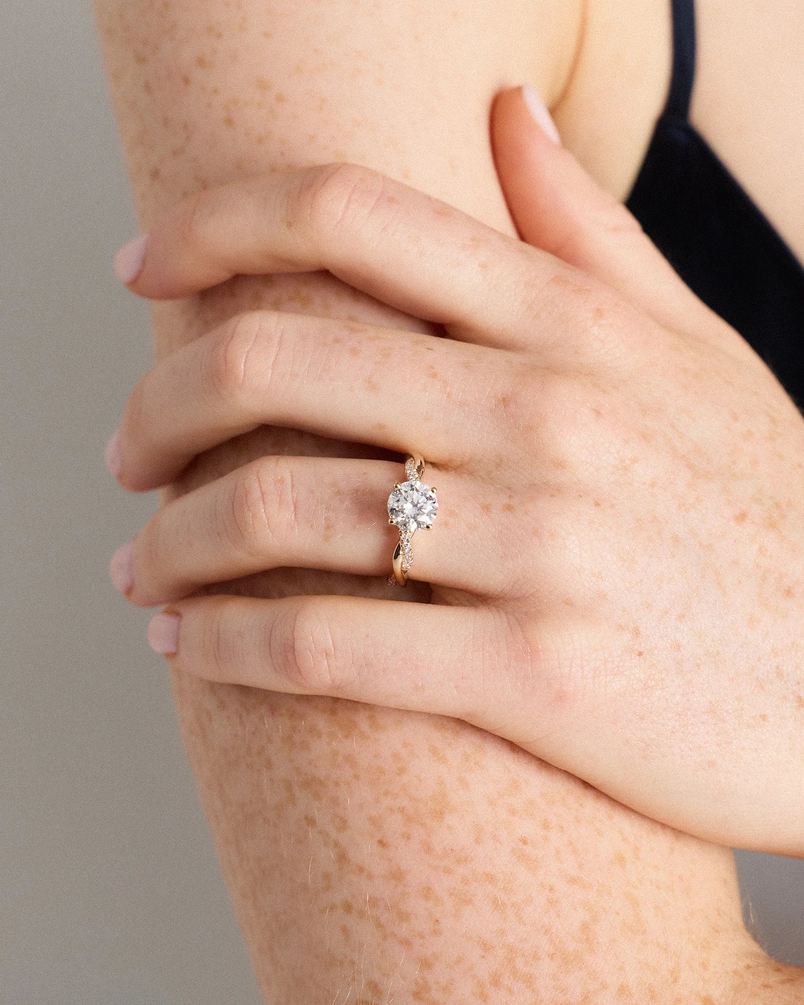 Lab Grown Diamond Round Twisted Engagement Ring - 1.5ct - 4 / Yellow Gold Secondary image