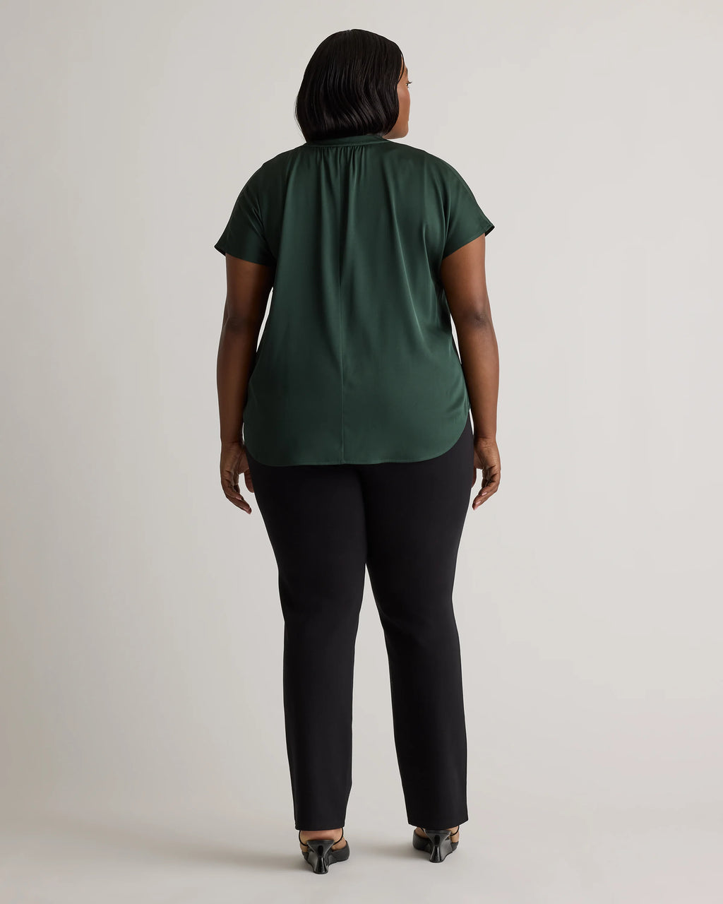 Washable Stretch Silk Dolman Sleeve Blouse - 1X / Black