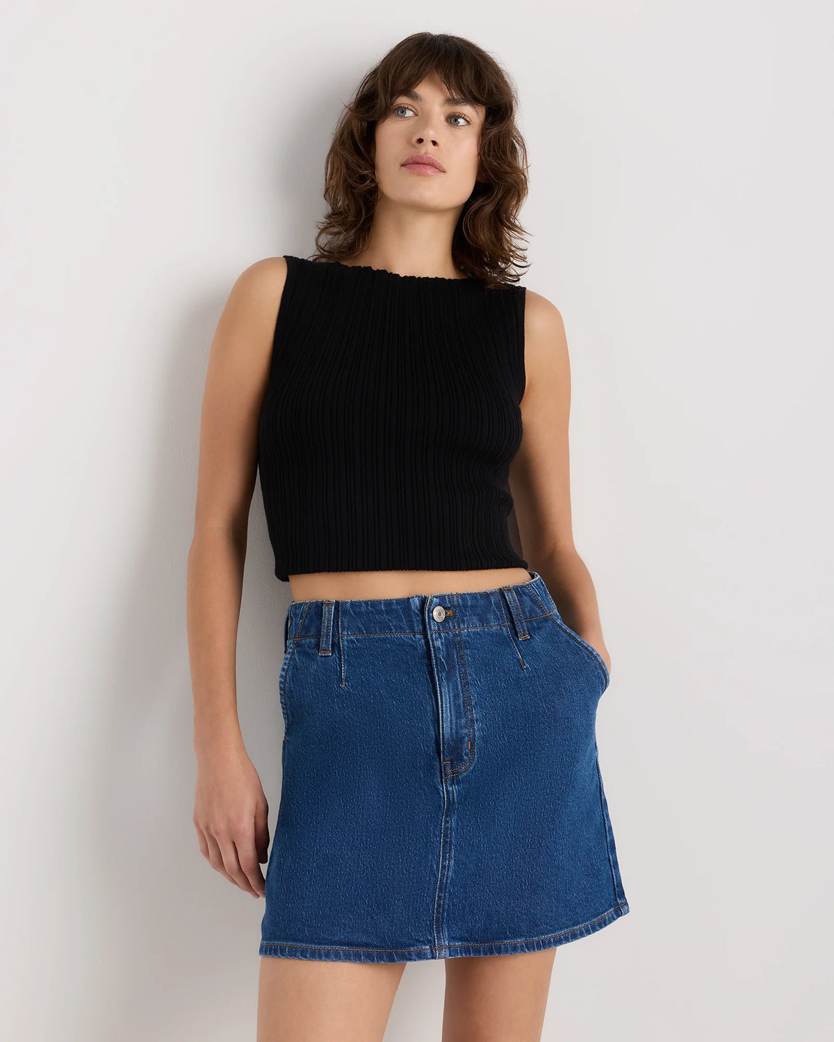 Stretch Denim Mini Skirt - 24 / Obsidian Blue Main image