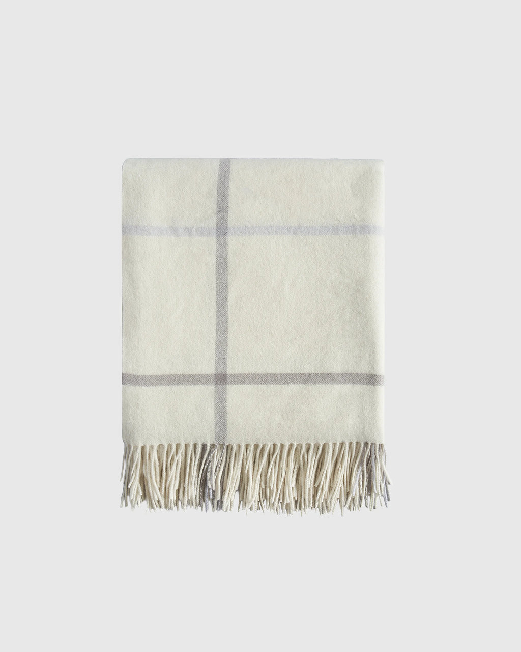 Mongolian Cashmere Plaid Throw - 50x60 / Ivory/Grey Plaid