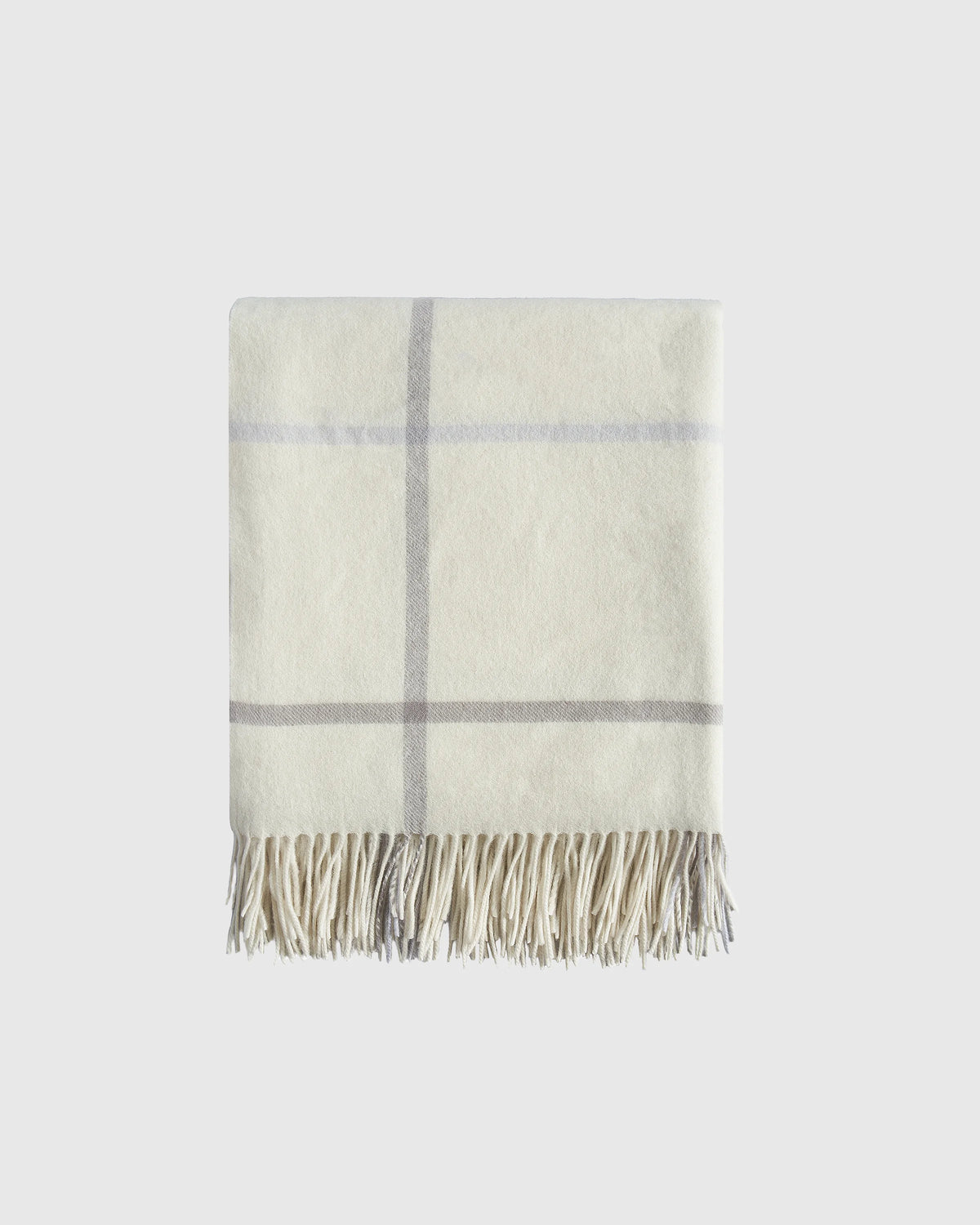 Mongolian Cashmere Plaid Throw - 50x60 / Ivory/Grey Plaid