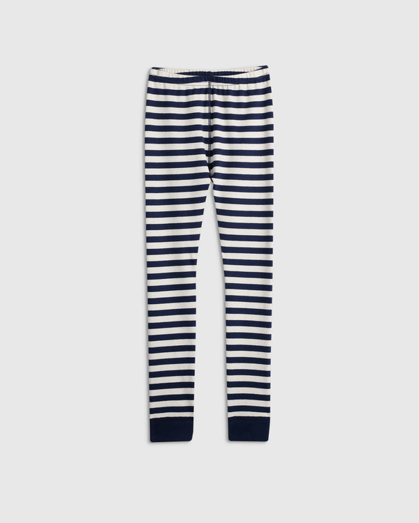 100% Organic Cotton Long Sleeve and Pant Pajama Set - 6 / Navy Stripe