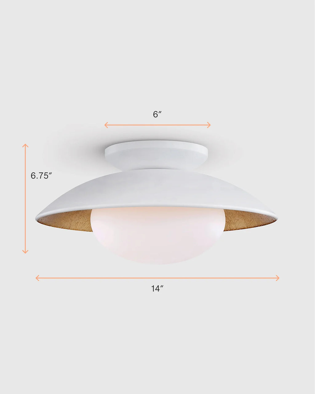 Steel and Gold Foil Flush Mount - One Size / White