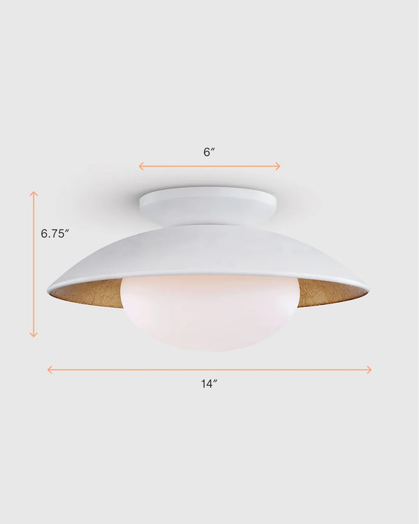 Steel and Gold Foil Flush Mount - One Size / White