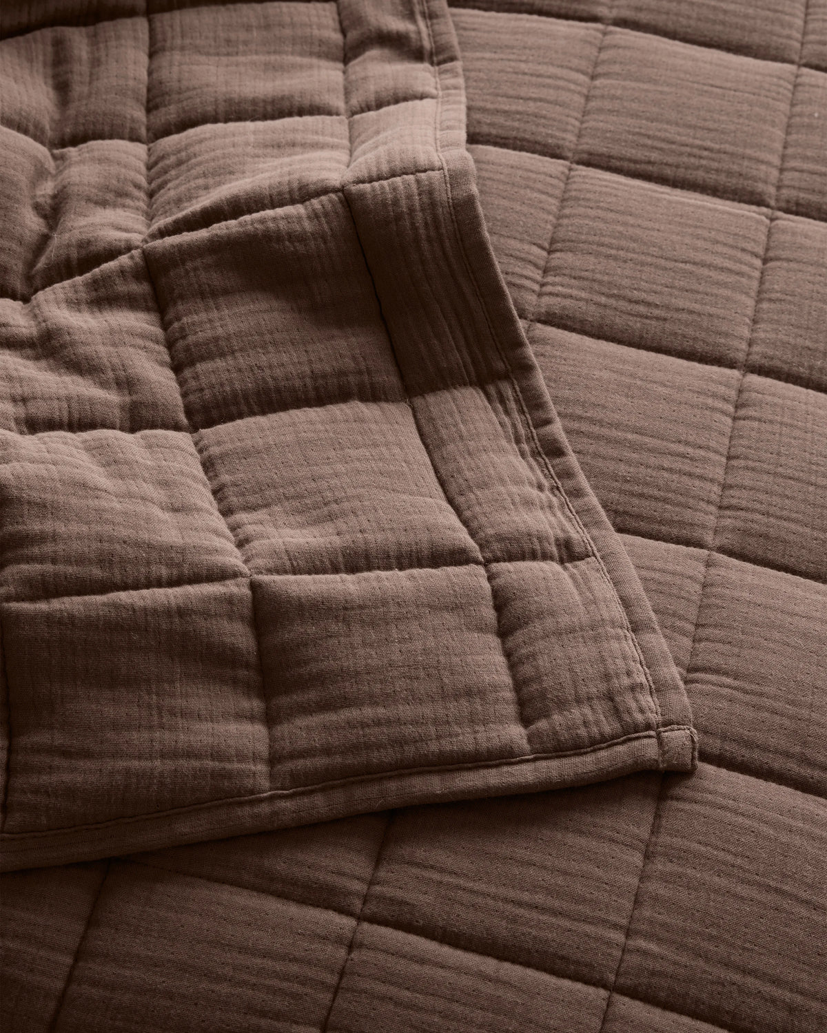 Organic Cotton Gauze Box Quilt Set - Twin / Mineral