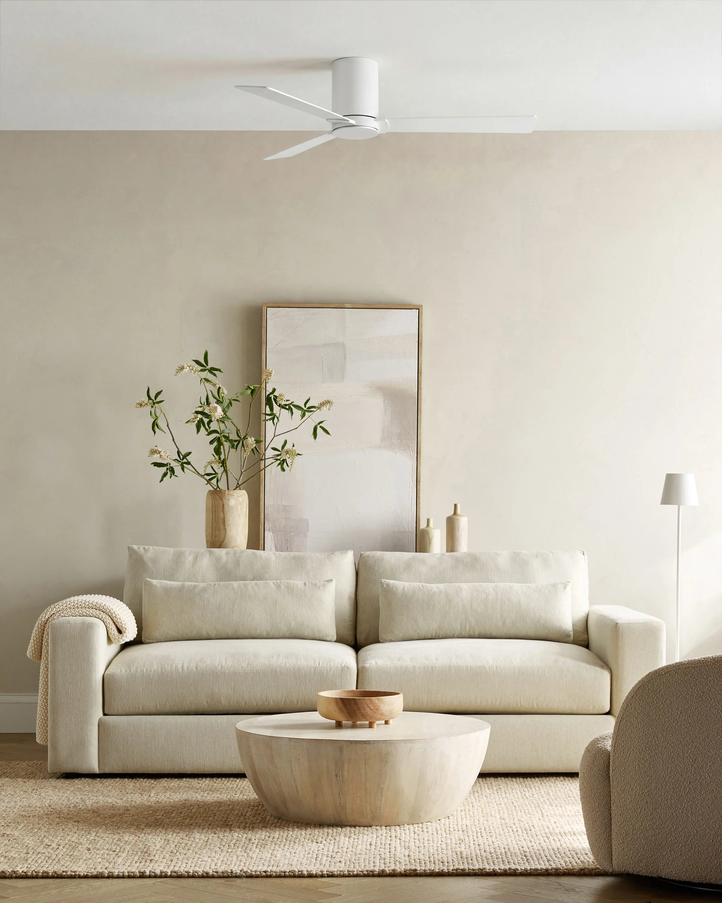 Minimalist Hugger Wood Blade Ceiling Fan - 44" / White Secondary image