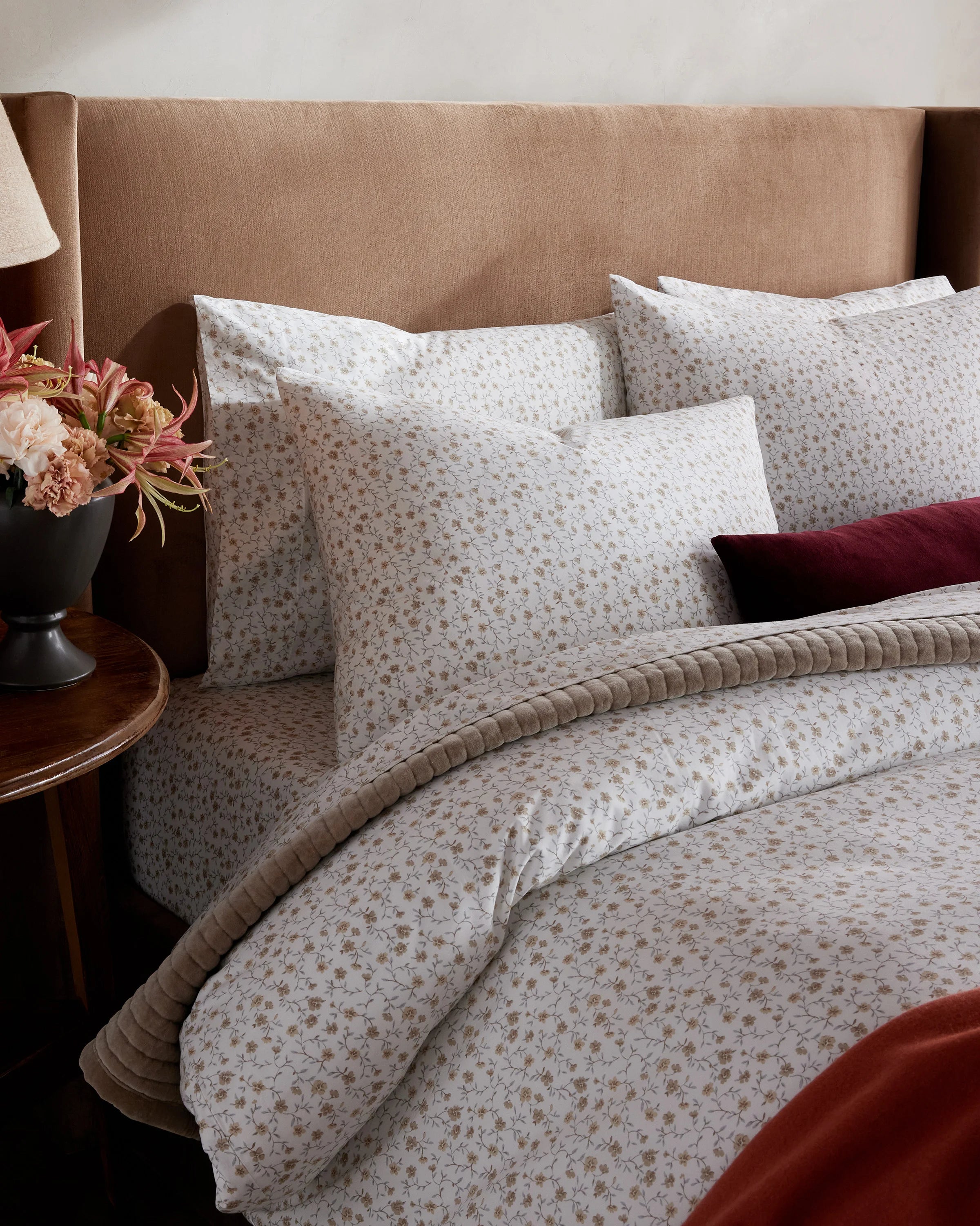 Organic Crisp Percale Floral Sham Set - Standard / Toffee Florette Secondary image