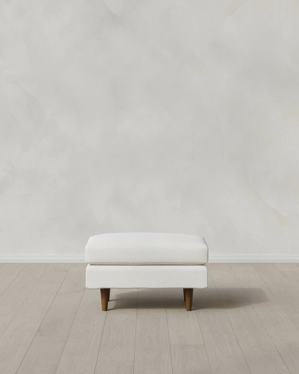 Atlas Midcentury Ottoman in Performance Chenille Linen Blend - 31.5" / Snow