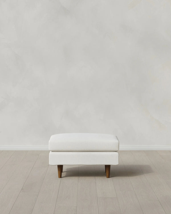 Atlas Midcentury Ottoman in Performance Chenille Linen Blend - 31.5" / Snow