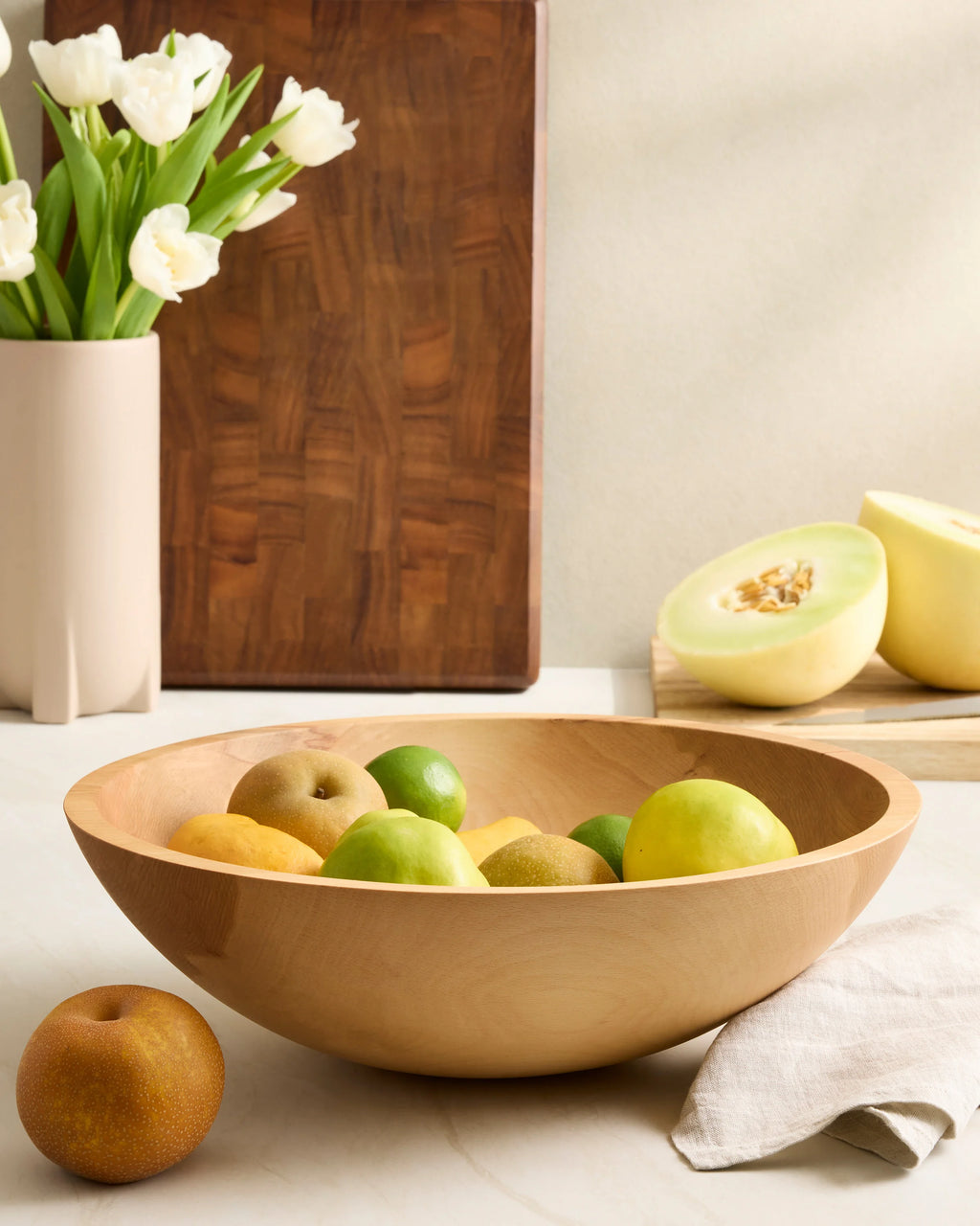 Handcrafted Wooden Serving Bowl, Nesting Set of 3 - One Size / Beech Wood