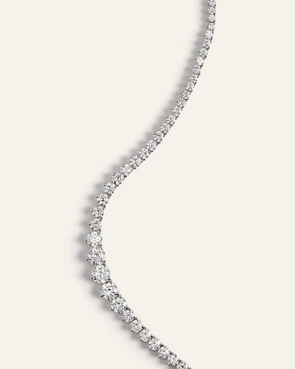 14K Gold Lab Grown Diamond Graduated Tennis Necklace - 10ctw - One Size / Yellow Gold