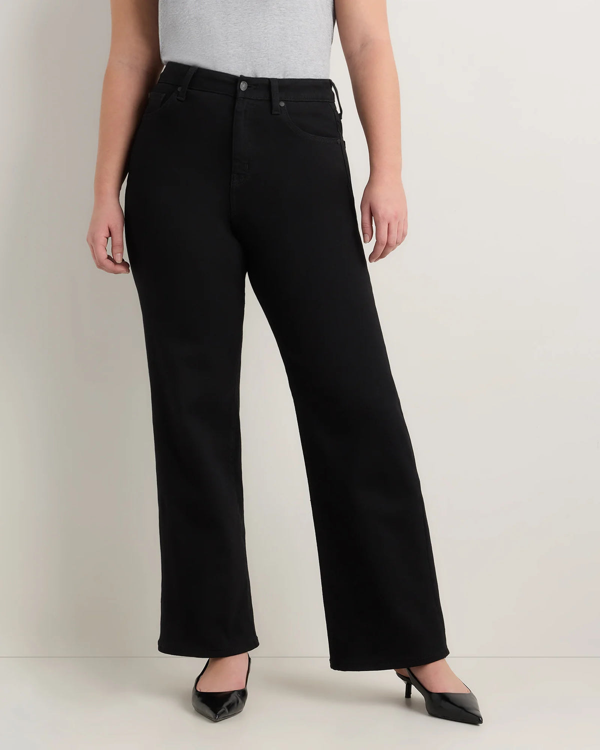 Curvy Bella Stretch Wide Leg Jeans - 24 / Black Main image