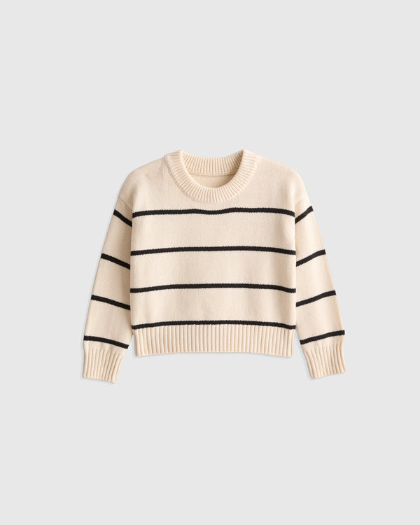 100% Organic Cotton Crewneck Sweater - 9-12M / Navy/White