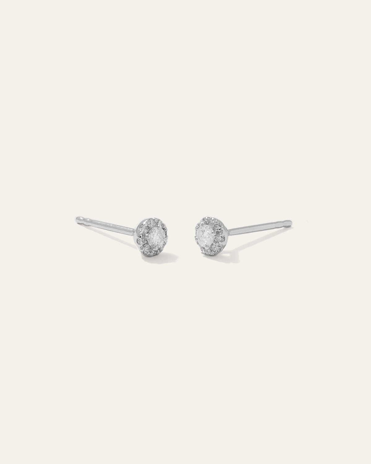 14K Gold Diamond Halo Studs - One Size / White Gold Main image
