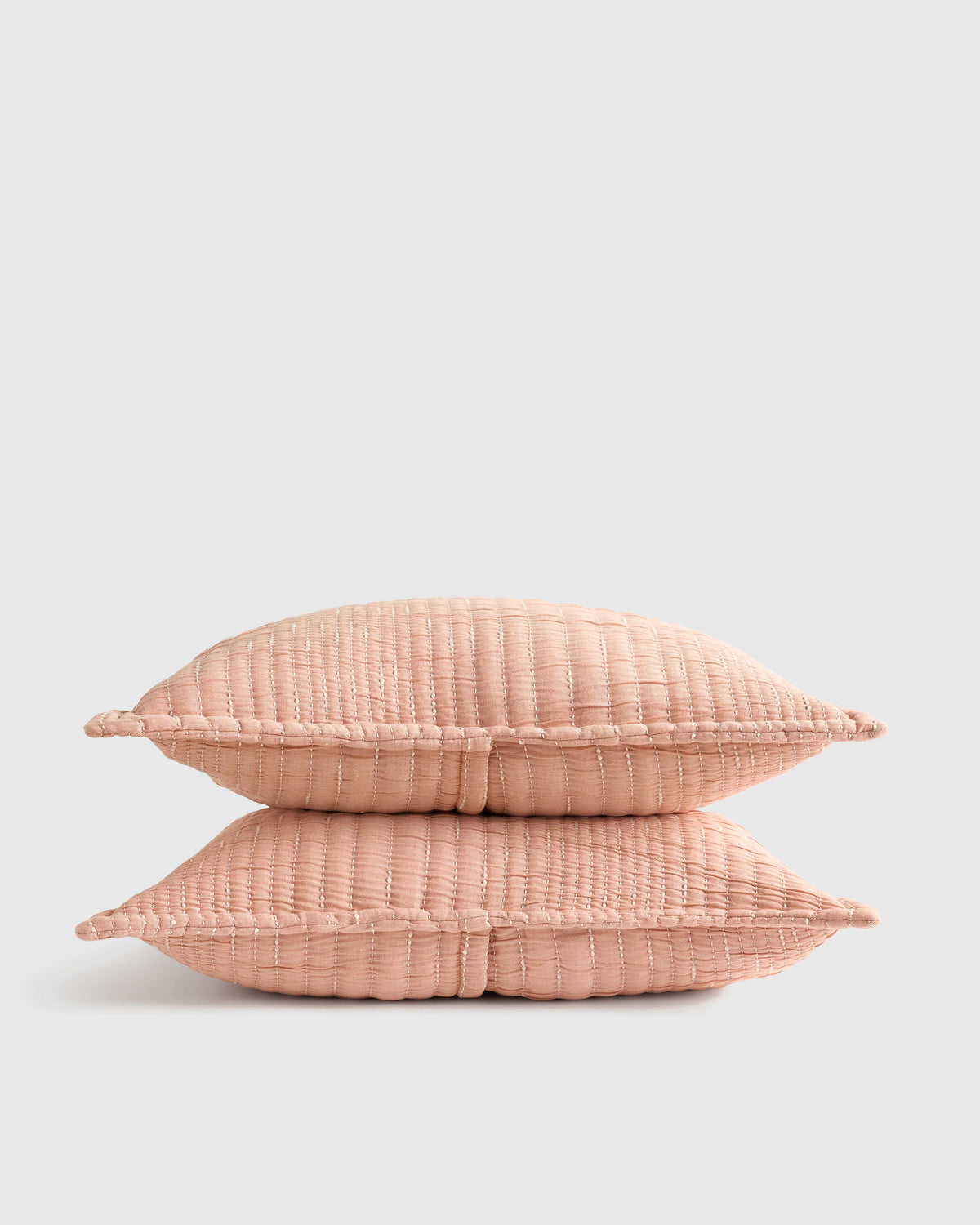 Organic Cotton Channel Stitch Sham Set - Standard / Coral Pink Main image