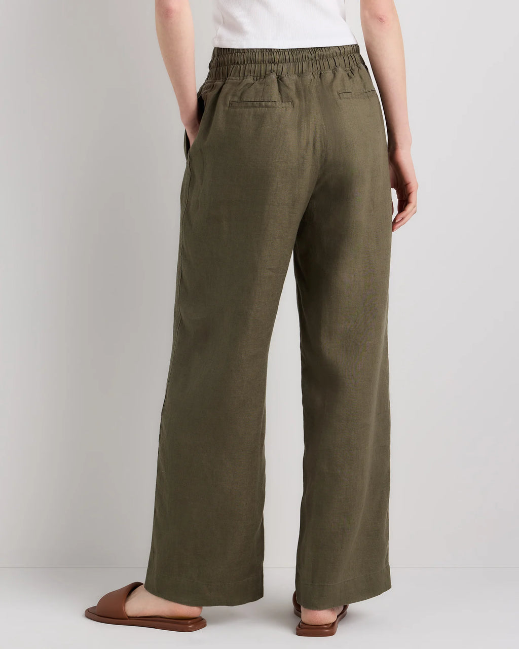 100% European Linen Wide Leg Pants - XS / Flax