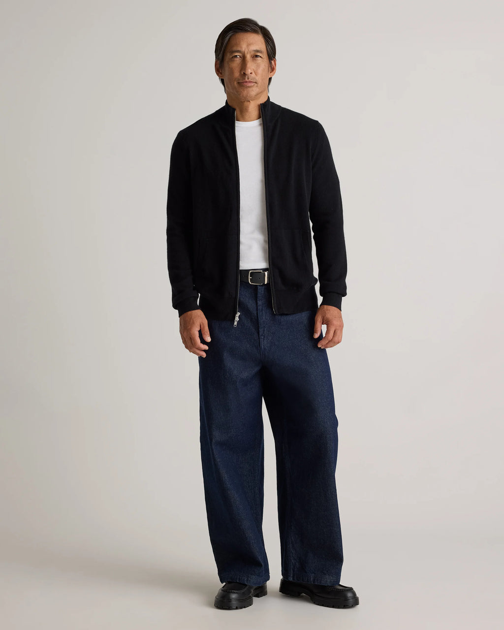 Mongolian Cashmere Full Zip Sweater - S / Teak