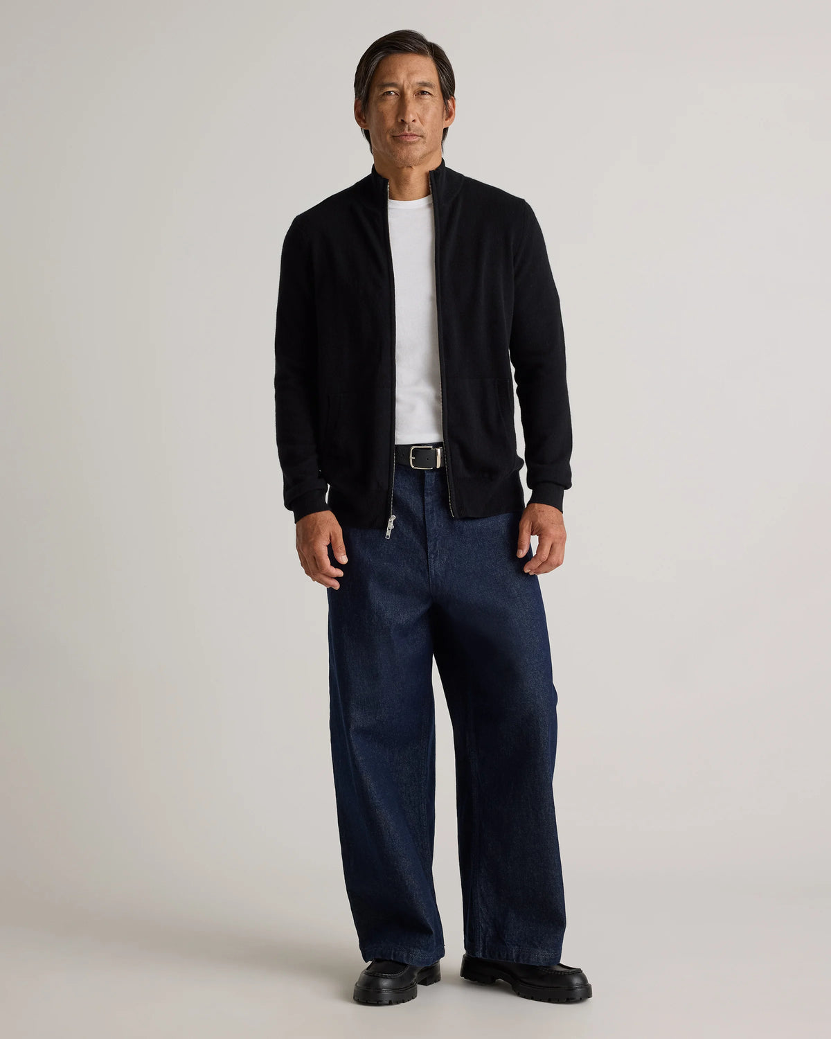 Mongolian Cashmere Full Zip Sweater - S / Teak