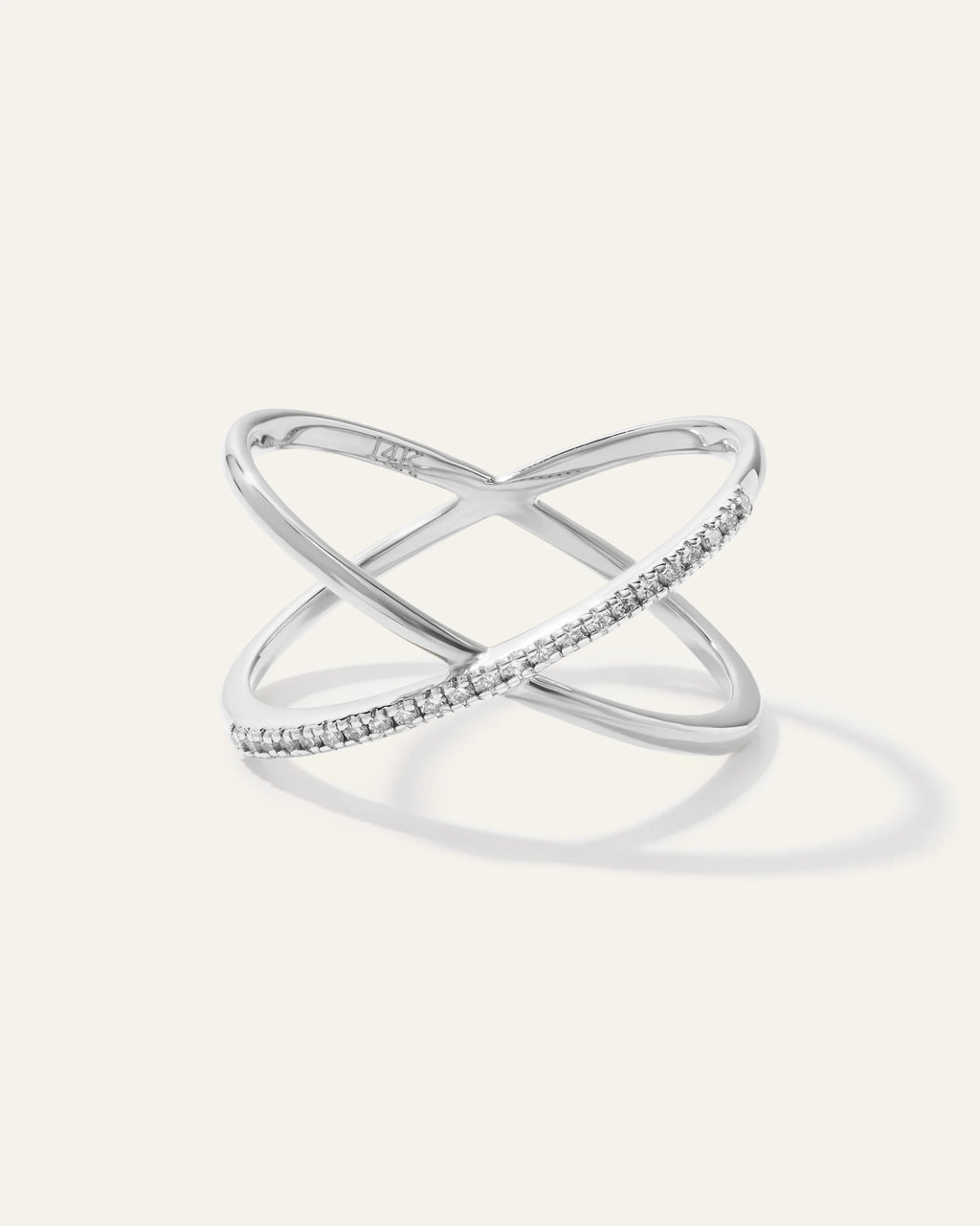 14K Gold Diamond Pave Crossover Ring - 4 / Yellow Gold