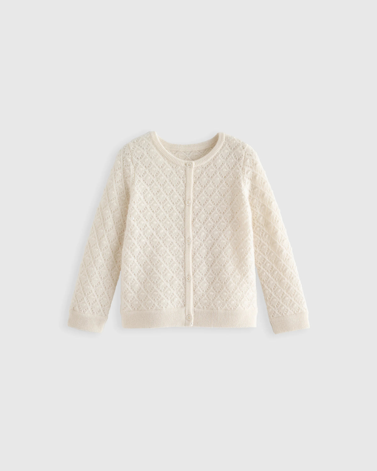 Washable Cashmere Pointelle Cardigan - 5T / Ivory Main image