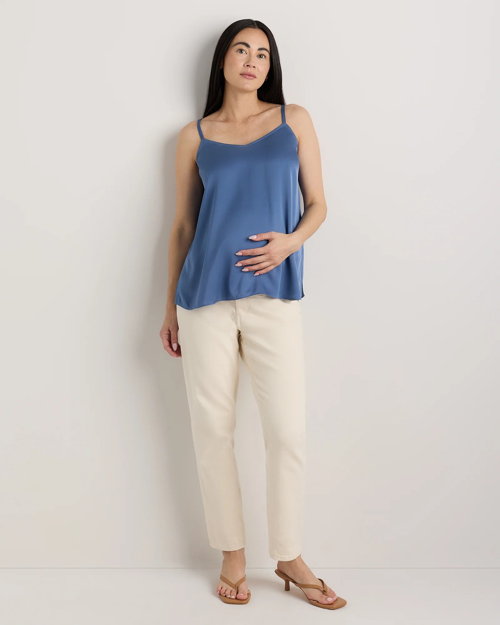 Washable Stretch Silk V-Neck Maternity Cami - XS / Moonstone Blue Secondary image