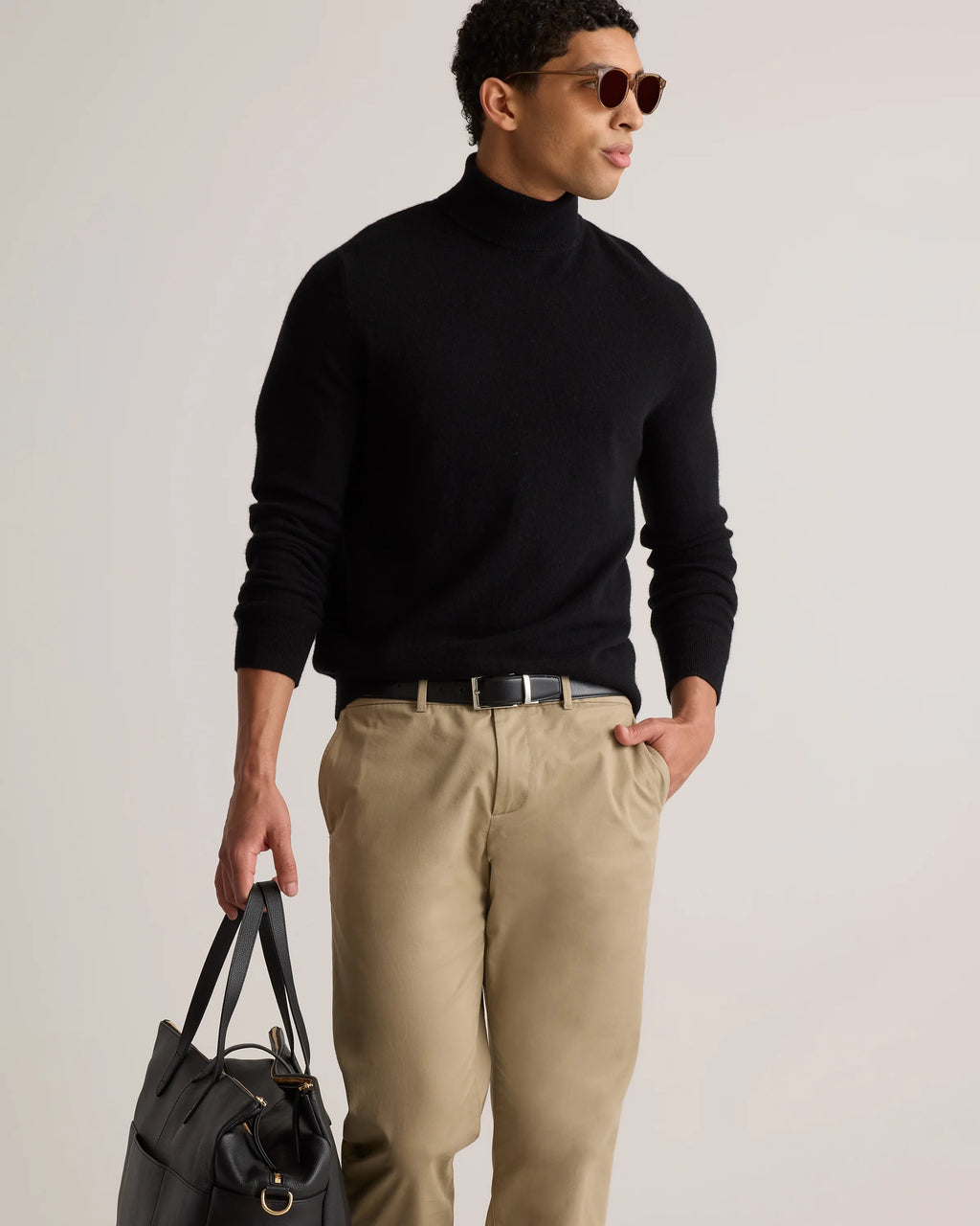 Mongolian Cashmere Turtleneck Sweater - S / Black