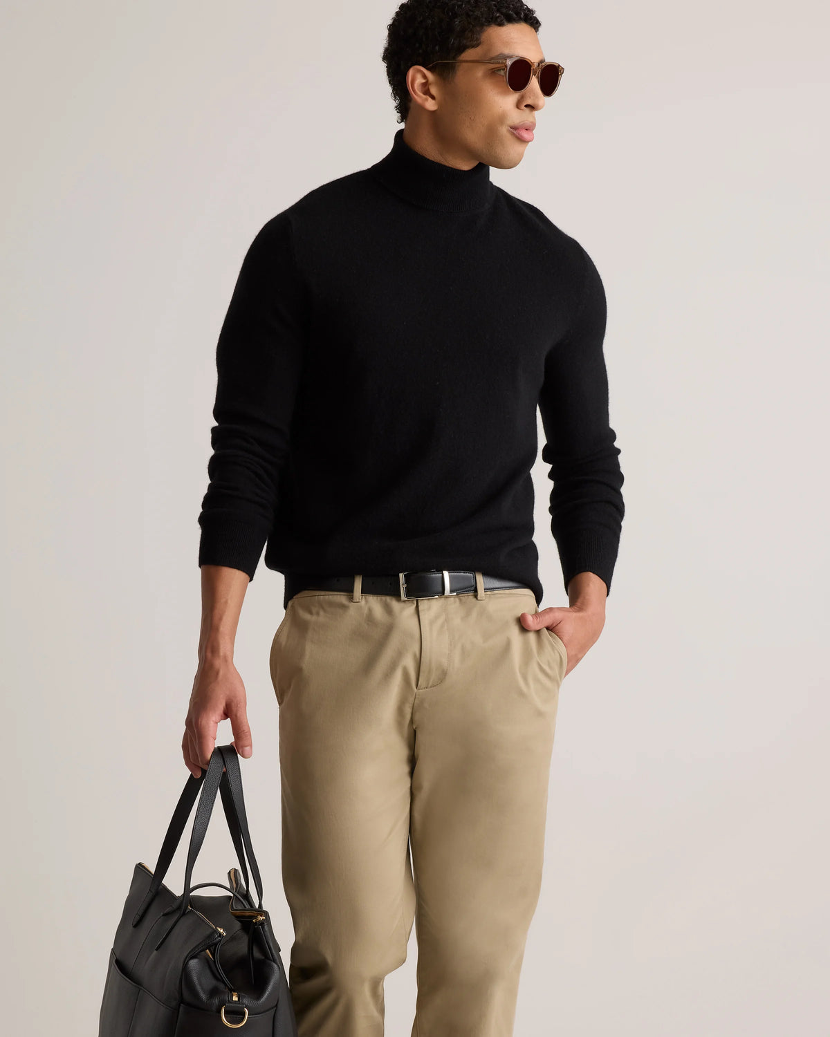 Mongolian Cashmere Turtleneck Sweater - S / Black