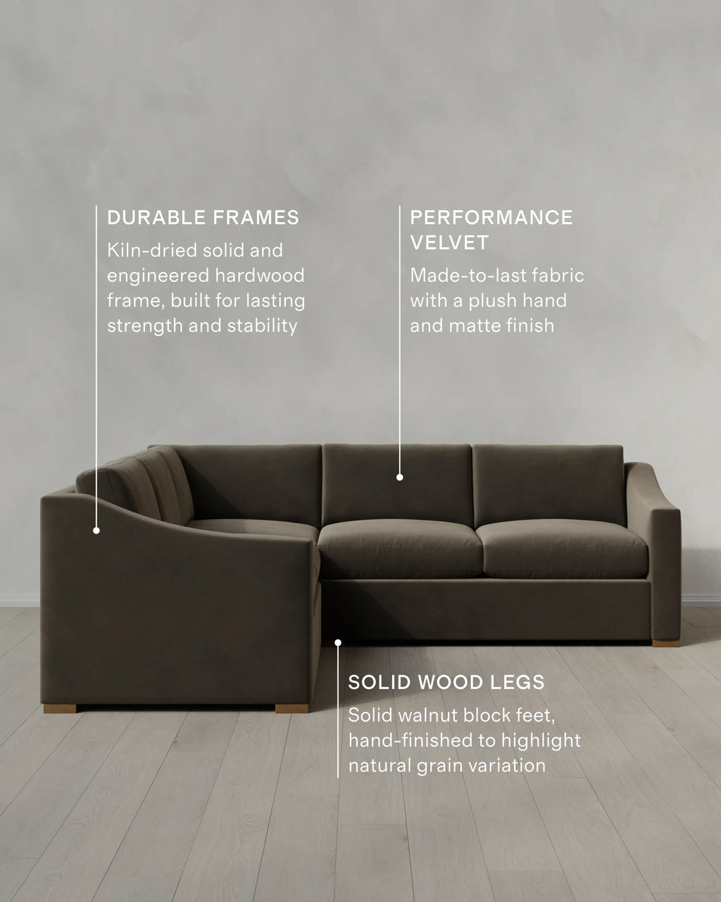 Hollis Slope Arm L Sectional in Performance Velvet - 110x110 / Gunmetal