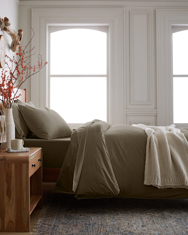 Organic Brushed Cotton Duvet Cover - Twin / Toffee