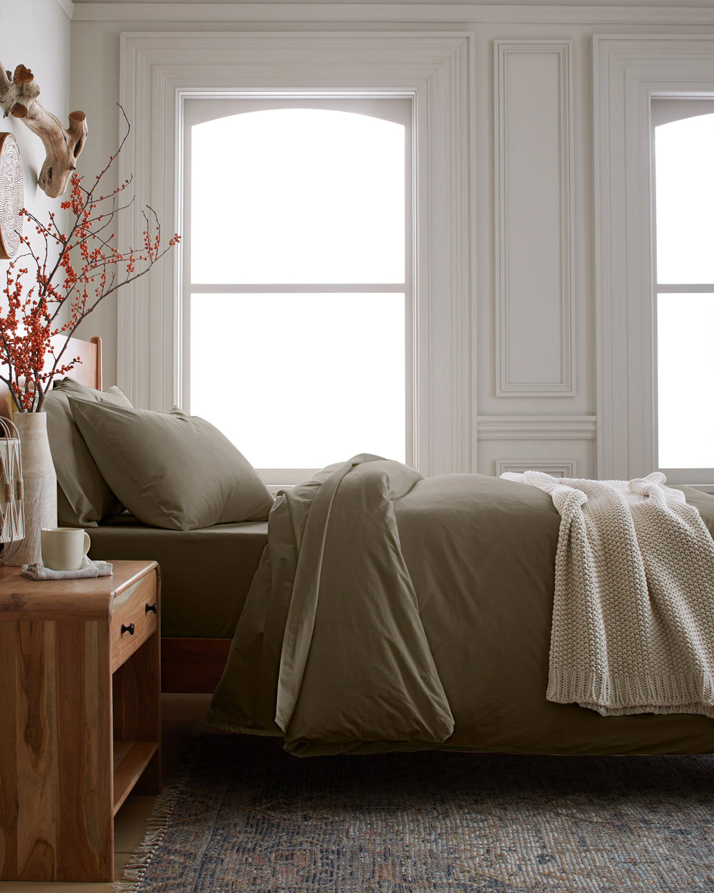 Organic Brushed Cotton Duvet Cover Set - Twin / Toffee