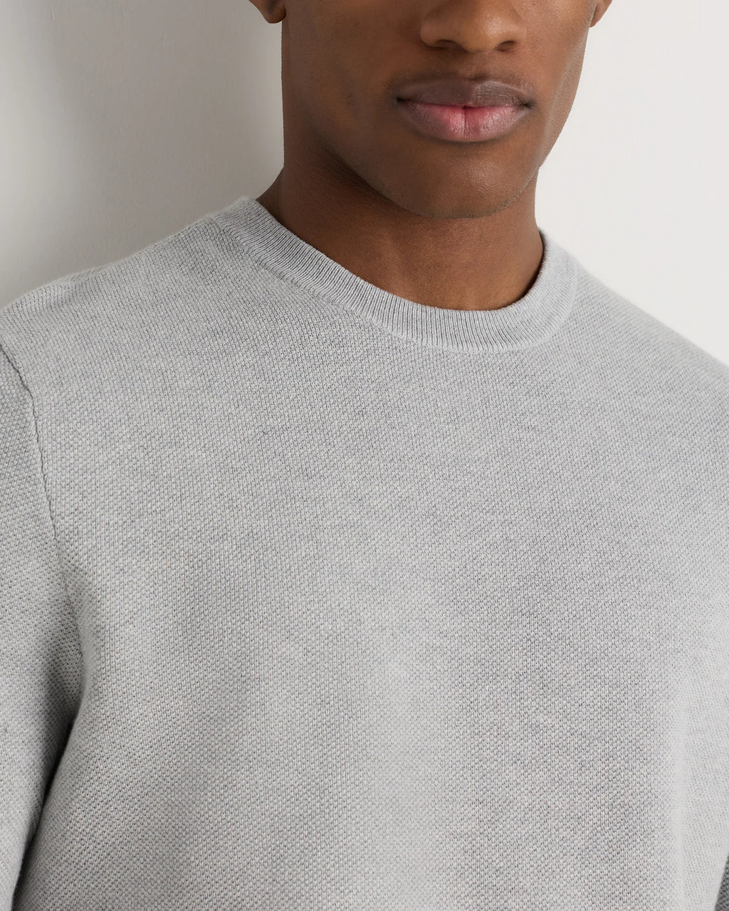 100% Organic Cotton Pique Crewneck Sweater - S / Moonstone Blue