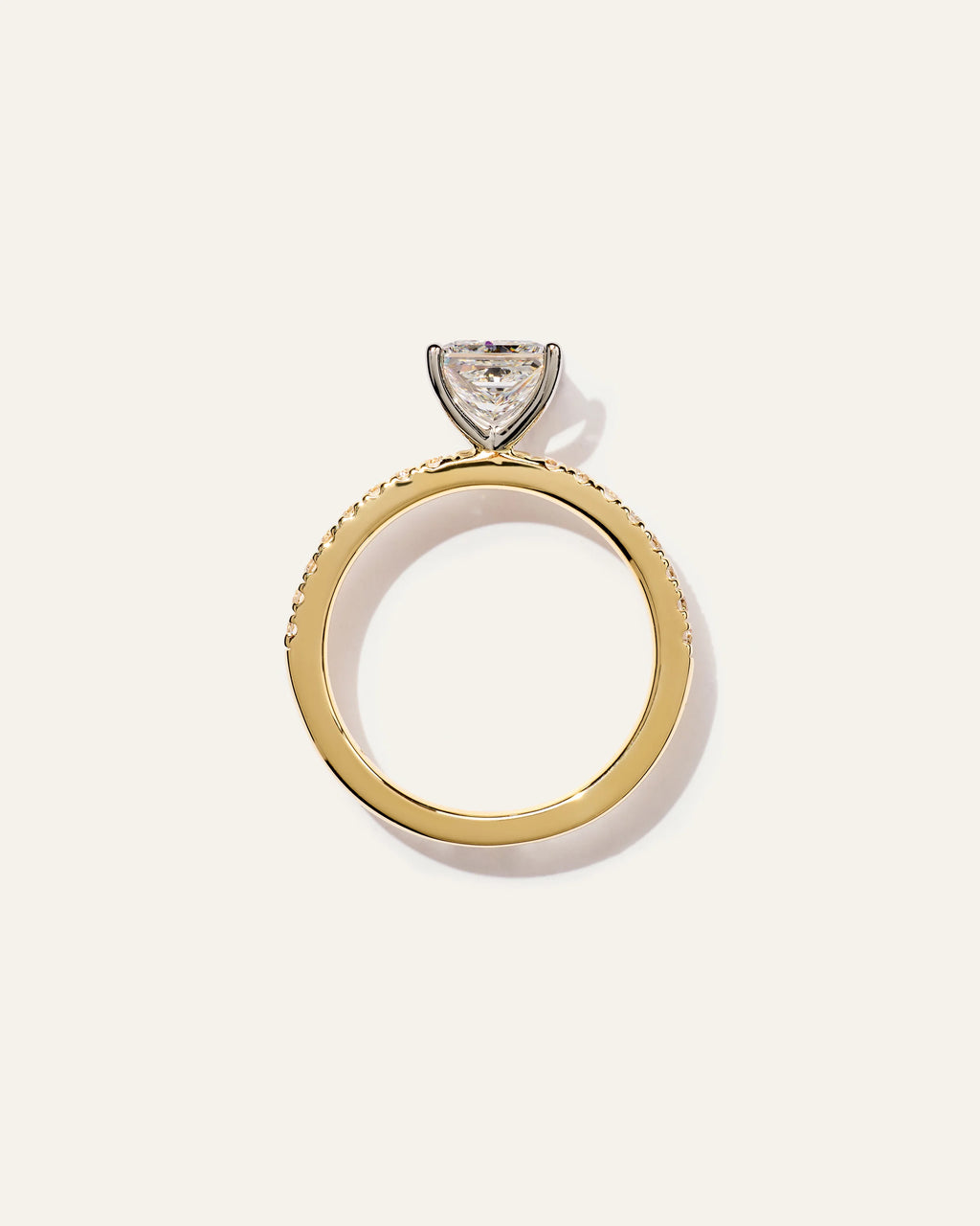 Lab Grown Diamond Princess Petite Pave Engagement Ring - 1.5ct - 4 / Yellow Gold